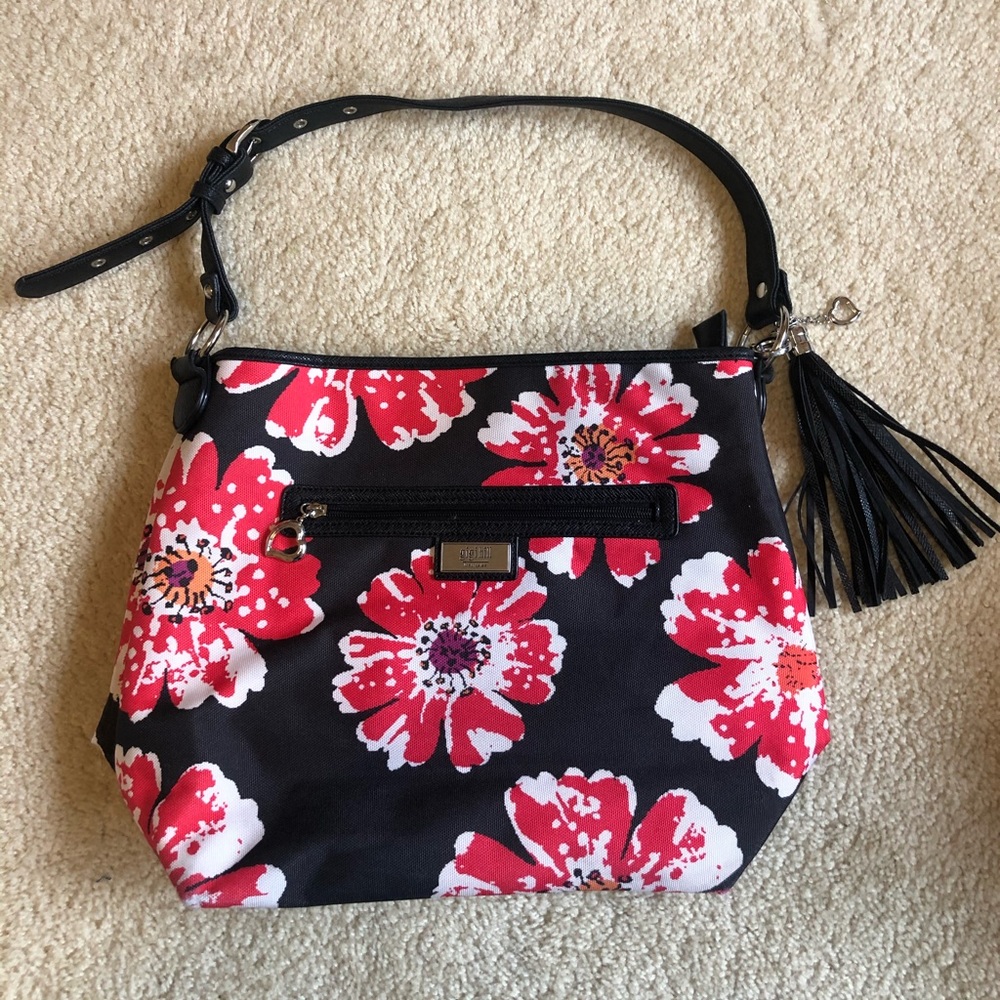 Gigi Hill Red and Black Floral Bag